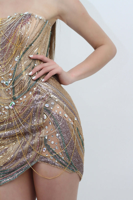 Rose gold sequin dress